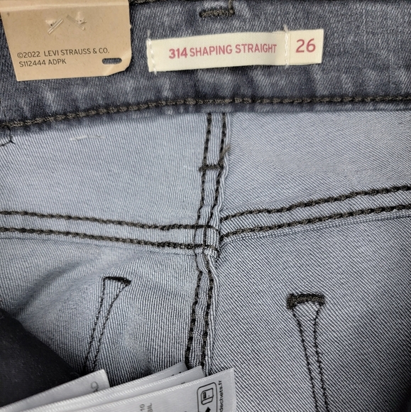 Levi's 314 Shaping Straight Women Gray Jeans Mid Rise Hypersoft Size 26x32 (1) - Picture 8 of 8